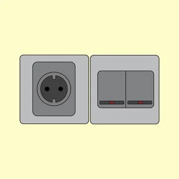 Flat power socket icon with vector illustration Stockillustratie