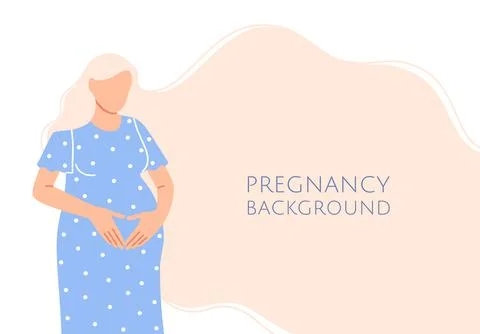Flat pregnancy background with text space. Stock Illustration
