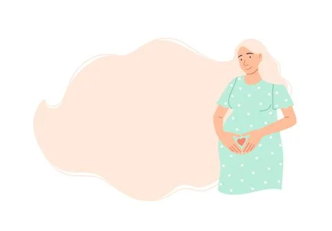 Flat pregnancy background with text space. Stockillustratie