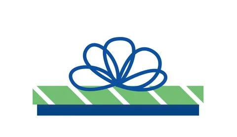 Flat present with big bow. Green gift. Flat, cartoon, vector Stock Illustration