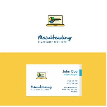 Flat Presentation on laptop  Logo and Visiting Card Template. Busienss Concep 스톡 일러스트