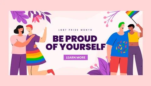 Flat pride month horizontal banner template Stock Illustration