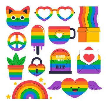 Flat pride month lgbt elements collection イラスト素材