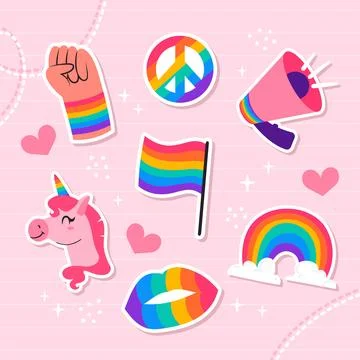 Flat pride month lgbt elements collection Illustrazione stock