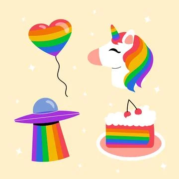 Flat pride month lgbt elements collection 스톡 일러스트