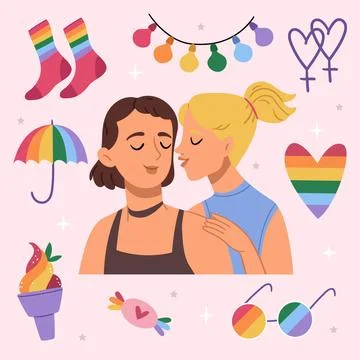 Flat pride month lgbt elements collection 스톡 일러스트