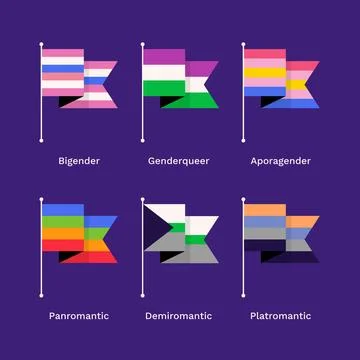 Flat pride month lgbt flags collection Stock Illustration