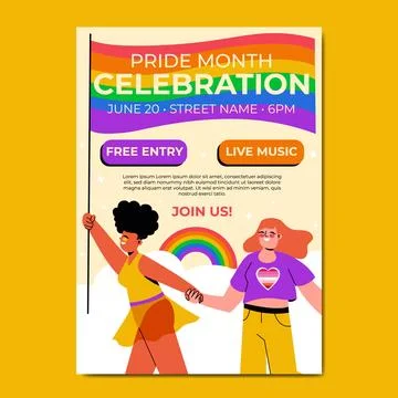 Flat pride month lgbt flyer template Stock Illustration