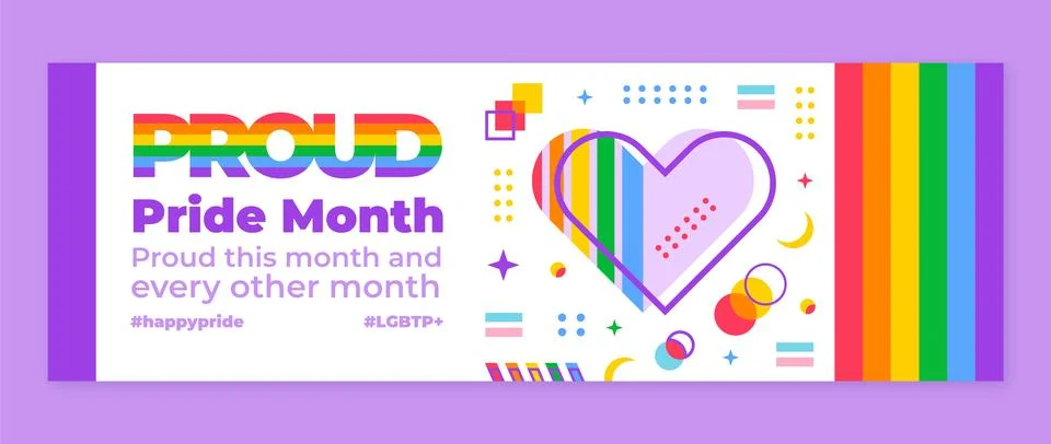 Flat pride month twitter header Stock Illustration