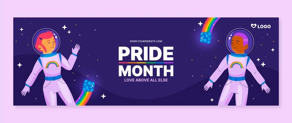 Flat pride month twitter header Stock Illustration