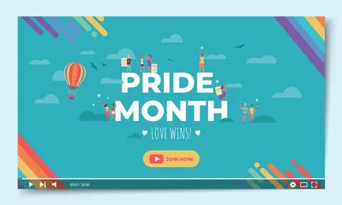 Flat pride month youtube thumbnail Stock Illustration