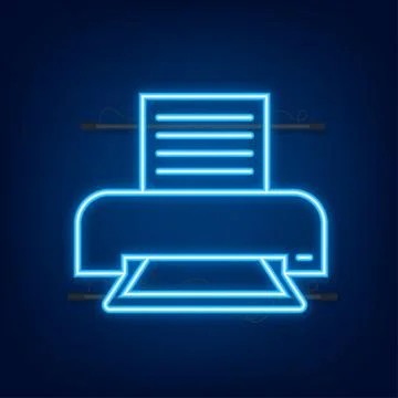 Flat printer icon. printer with paper a4 sheet and printed text document. Vector 库存插图