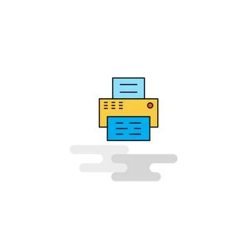 Flat Printer Icon. Vector Stock Illustration