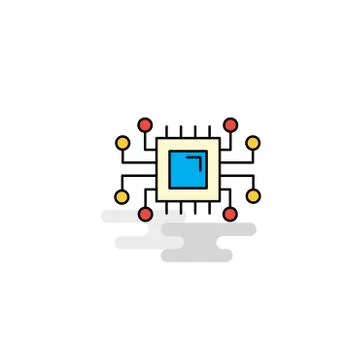 Flat Processor Icon. Vector 库存插图