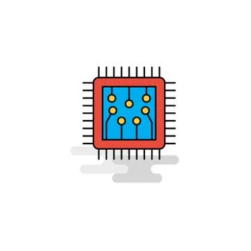 Flat Processor Icon. Vector 库存插图