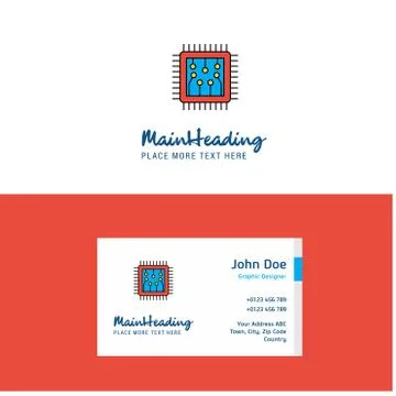 Flat Processor Logo and Visiting Card Template. Busienss Concept Logo Design 스톡 일러스트