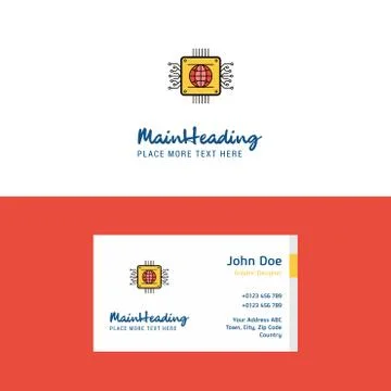 Flat Processor Logo and Visiting Card Template. Busienss Concept Logo Design 스톡 일러스트