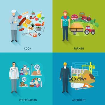 Flat Profession Set Illustration