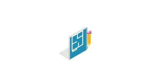 Flat project and pencil icon animation Stock Footage 161240694
