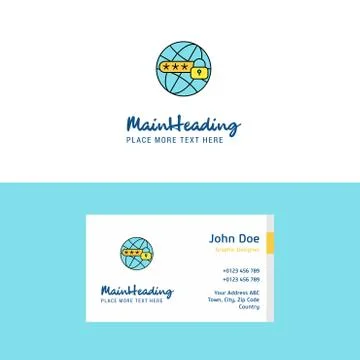Flat Protected internet Logo and Visiting Card Template. Busienss Concept Log Stock Illustration