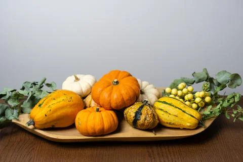 Flat pumpkin decoration Stock Photos