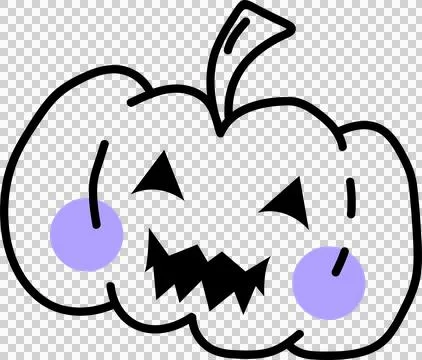Flat pumpkin design is showing on transparent background with triangular eyes Illustrazione stock