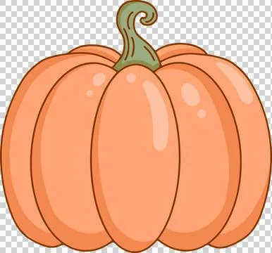 Flat pumpkin gourd is floating on transparent background, showing segmented body Stock Illustration