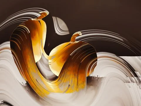 Flat pumpkin on a gray-brown background with distortions, the layers are shifted Stock Illustration