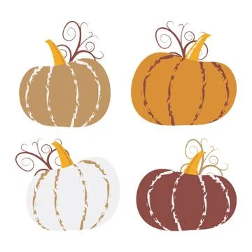 Flat pumpkin vector set in autumn palette, eps10 Stock Illustration