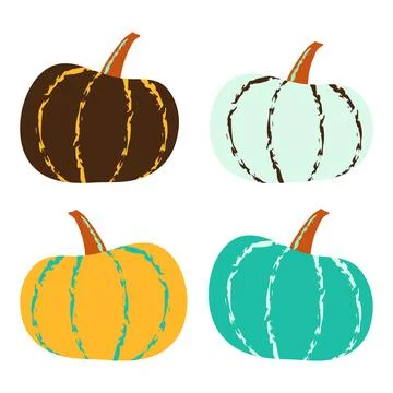 Flat pumpkin vector set in autumn palette, eps10 Stock Illustration