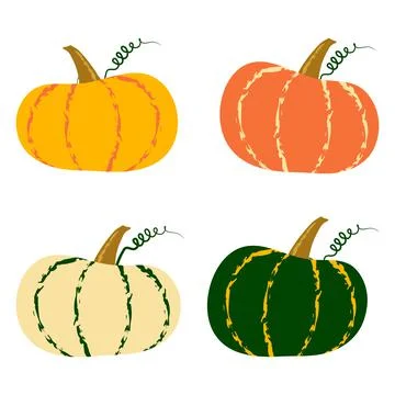 Flat pumpkin vector set in autumn palette, eps10 Illustrazione stock