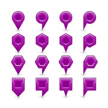 Flat purple color map pin sign location icon Stock-Illustration