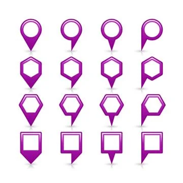 Flat purple color map pin sign location icon Stock-Illustration