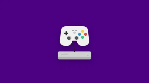 Flat Purple Game Console Icon with Pulsing Buttons and Animated Controller .. Stock Footage 346611906