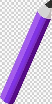 Flat purple pencil is showing hexagonal body, white wood and graphite tip on Stock Illustration