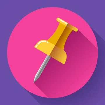 Flat Push pin icon vector Illustrazione stock