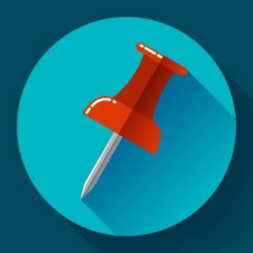 Flat Push pin icon vector Stock Illustration