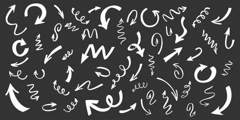Flat quirky arrows set. Up and down direction pointer. Hand drawn abstract イラスト素材