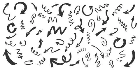 Flat quirky arrows set. Up and down direction pointer. Hand drawn abstract イラスト素材
