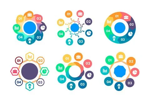 Flat radial infographic collection Stock Illustration