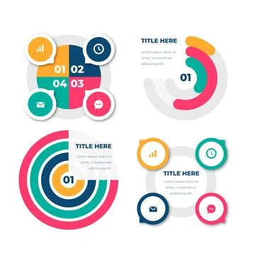 Flat radial infographic collection Stock Illustration