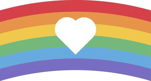 Flat Rainbow Heart Arc Flag Pride Party Icon 스톡 일러스트