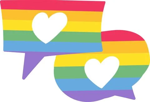 Flat Rainbow Lovers Speak Bobbles Pride Party Icon 库存插图