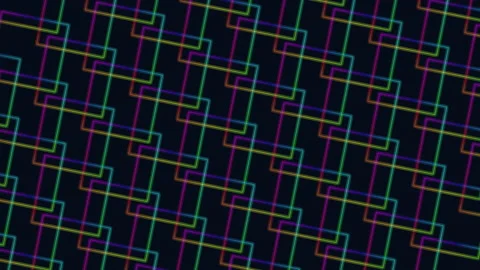 Flat rainbow squares pattern in rows on black gradient Stock Footage 235842577