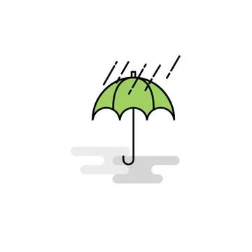 Flat Raining and Umbrella Icon. Vector Illustrazione stock