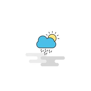 Flat Raining Icon. Vector Stock Illustration