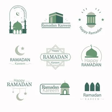 Flat Ramadan Badges label collection Stock Illustration