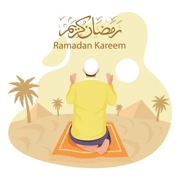 Flat ramadan illustration design vector Stock Illustration