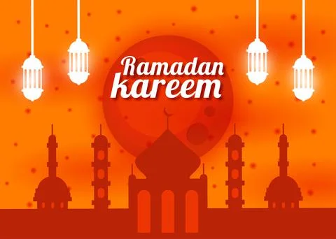 Flat Ramadan Kareem Illustration Vector Design Stock Illustration