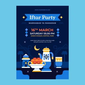 Flat ramadan poster flyer template Stock Illustration